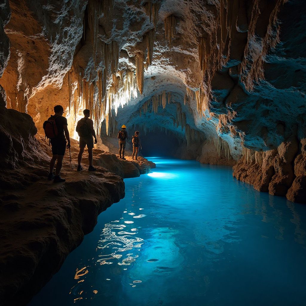 Underground cave exploration in Jenolan Caves